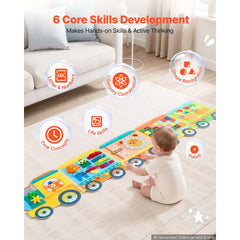 VEVOR Felt Wall Busy Board, 14-in-1 Train Foldable Montessori Activity Toys, Travel Daycare, Classroom, Playroom, Home