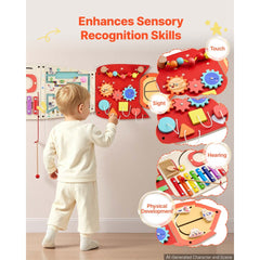 VEVOR Wall Busy Board, 13-in-1 Rocket Montessori Sensory Activity Panels, Learning Activity Center for Daycare