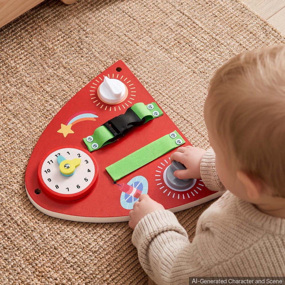VEVOR Wall Busy Board, 13-in-1 Rocket Montessori Sensory Activity Panels, Learning Activity Center for Daycare
