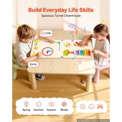 VEVOR Wall Busy Board, 16-in-1 5 Panels Montessori Sensory Activity Panels, Learning Activity Center for Daycare