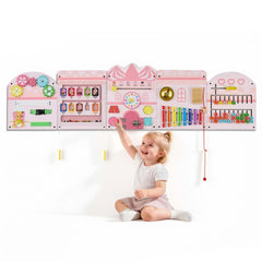 VEVOR Wall Busy Board, 14-in-1 Castle Montessori Sensory Activity Panels, Learning Activity Center for Daycare