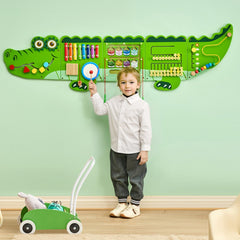 VEVOR Crocodile Activity Wall Busy Board Panels, 9 Activities, Montessori Sensory Wall Toy for Kids 3-12 Years
