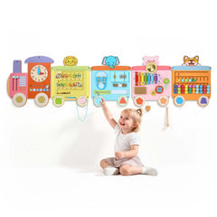 VEVOR Wall Busy Board, 18-in-1 Train Montessori Sensory Activity Panels, Learning Activity Center for Daycare
