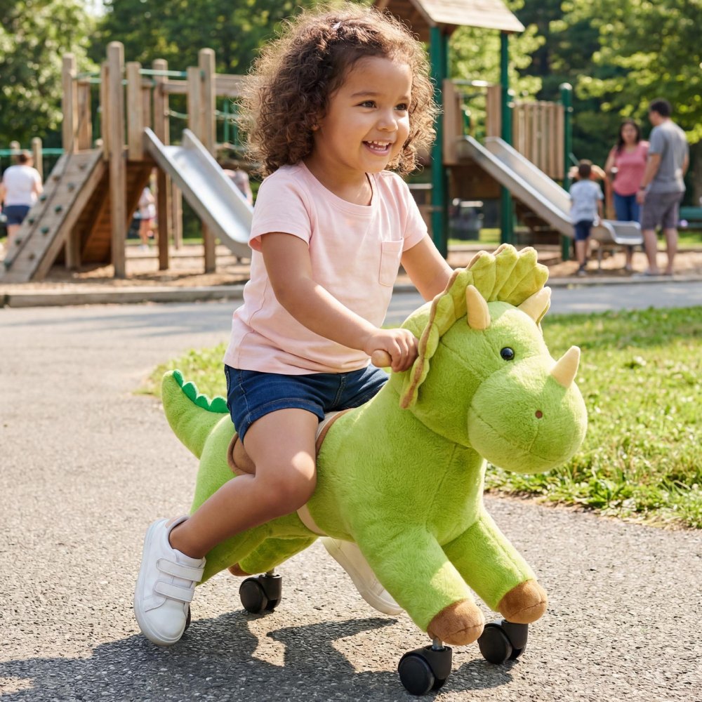 VEVOR Ride On Horse, Riding Dinosaur Toys for Kids, Features Lifelike Dinosaur Roars, No Battery Required, 360-Degree