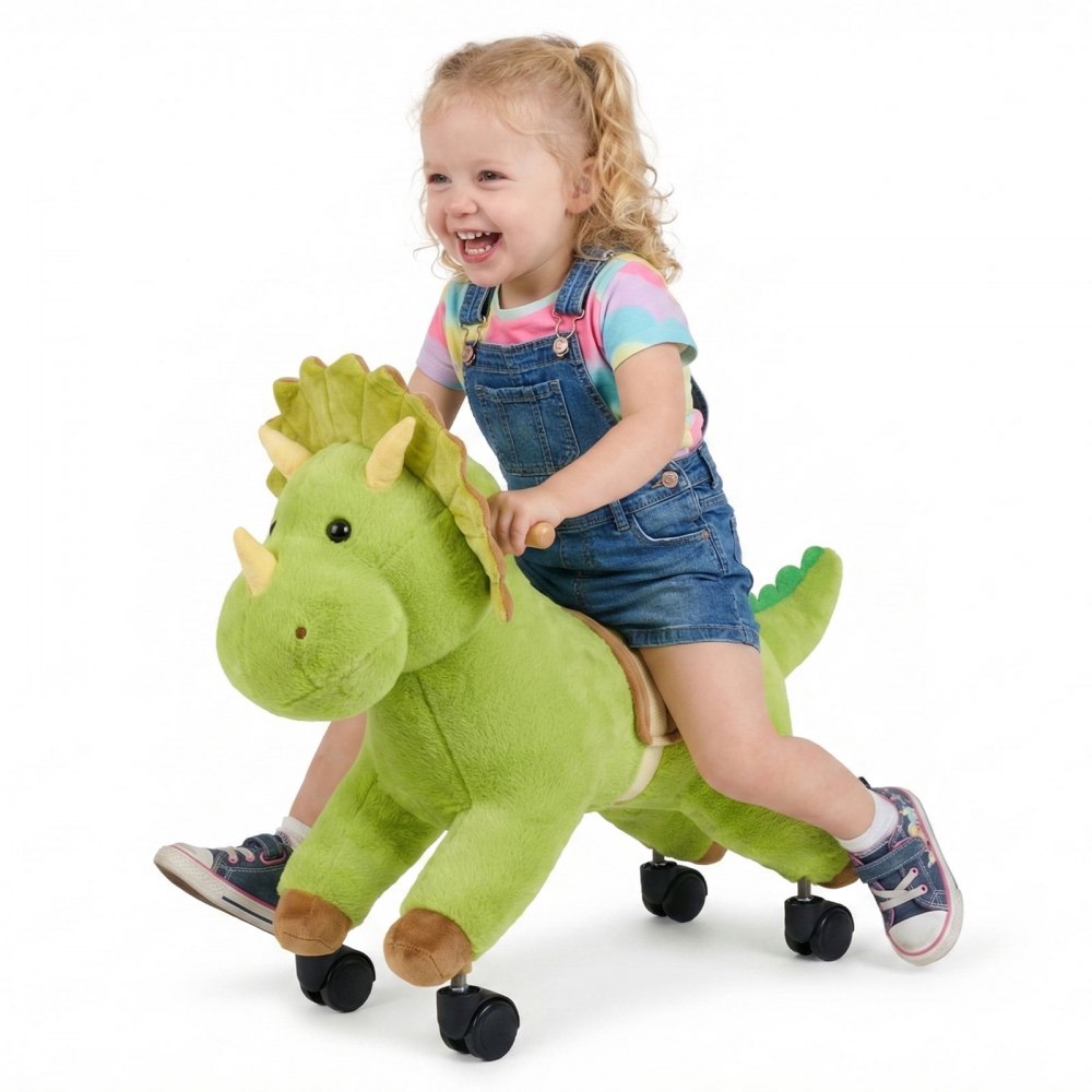 VEVOR Ride On Horse, Riding Dinosaur Toys for Kids, Features Lifelike Dinosaur Roars, No Battery Required, 360-Degree
