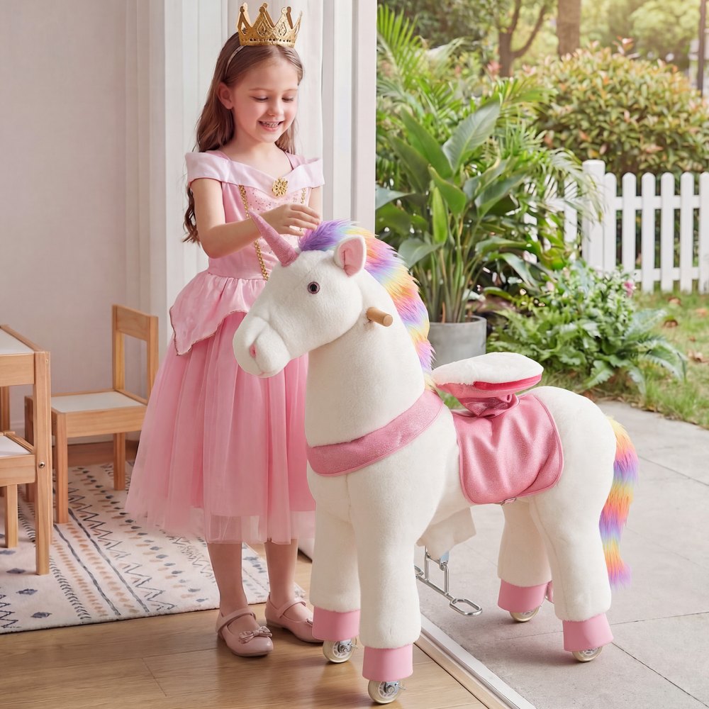 VEVOR Ride On Horse, Riding Unicorn Toys for Kids, No Battery Required, Smooth Wheels with Anti-Roll Stop Ring