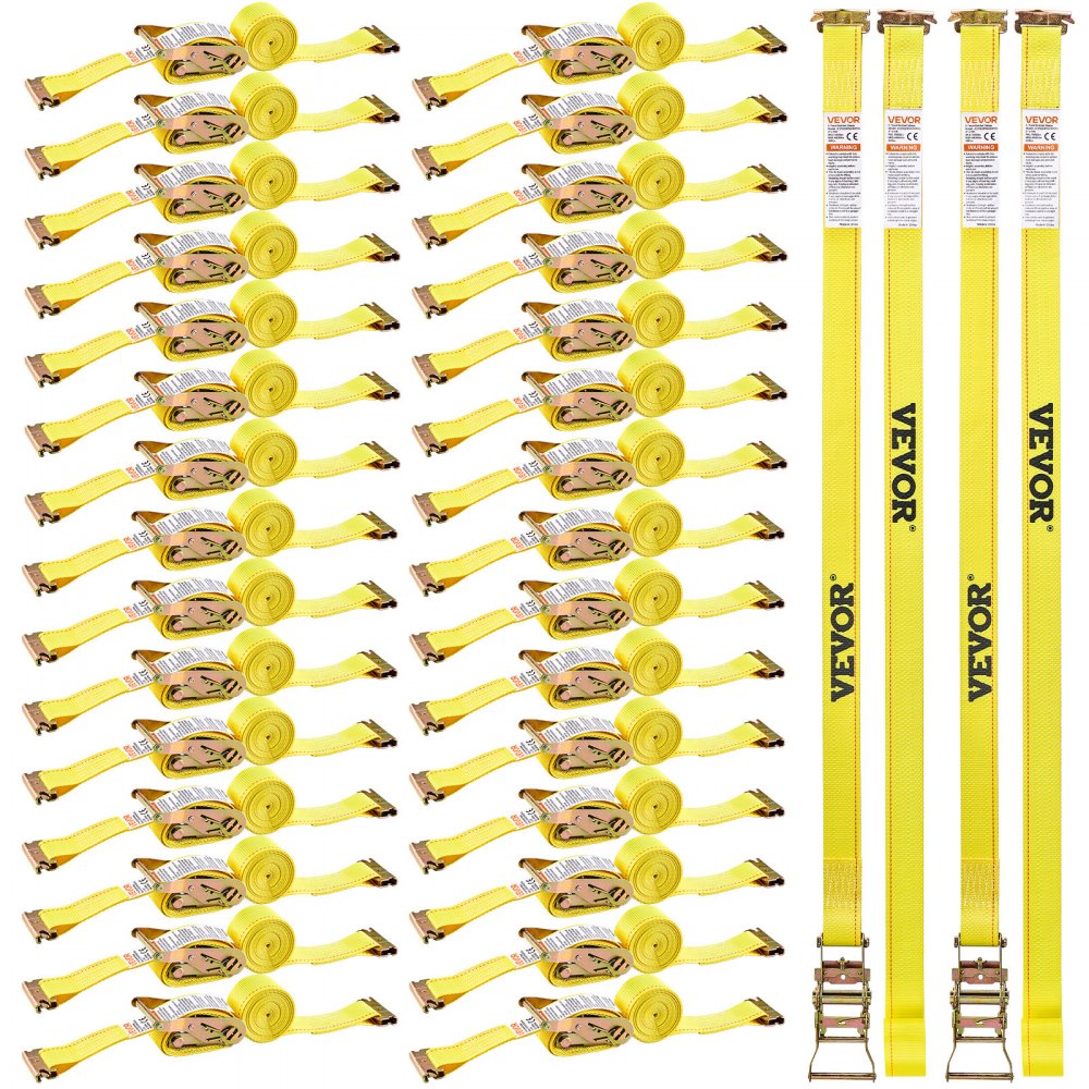 VEVOR Ratchet Straps, 2 in x 15 ft, 30 Pack E-Track Tie Down Straps, 4400 lbs Break Strength & 1460 lbs Rated Load, Tie