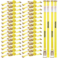 VEVOR Ratchet Straps, 2 in x 15 ft, 30 Pack E-Track Tie Down Straps, 4400 lbs Break Strength & 1460 lbs Rated Load, Tie