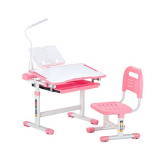 VEVOR Kids Study Chair and Desk Set, Study Desk and Chair for Kids with Table Lamp, Adjustable Height & 0-40° Tilted
