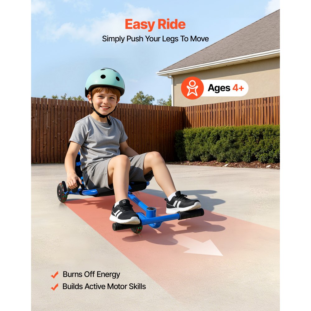 VEVOR Ride on Scooter 150 lbs Swing Side-to-Side for Amazing Riding Blue, for Ages 4+, Powered by Zig-Zag Motion, Ride
