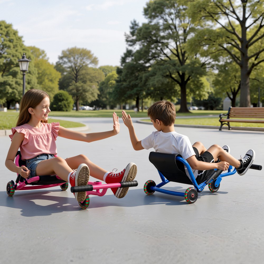 VEVOR Ride on Scooter 150 lbs Swing Side-to-Side for Amazing Riding Blue, for Ages 4+, Powered by Zig-Zag Motion, Ride