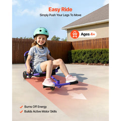 VEVOR Ride on Scooter 150 lbs Swing Side-to-Side for Amazing Riding Purple, for Ages 4+, Powered by Zig-Zag Motion
