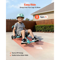 VEVOR Ride on Scooter 150 lbs Swing Side-to-Side for Amazing Riding Green, for Ages 4+, Powered by Zig-Zag Motion, Ride