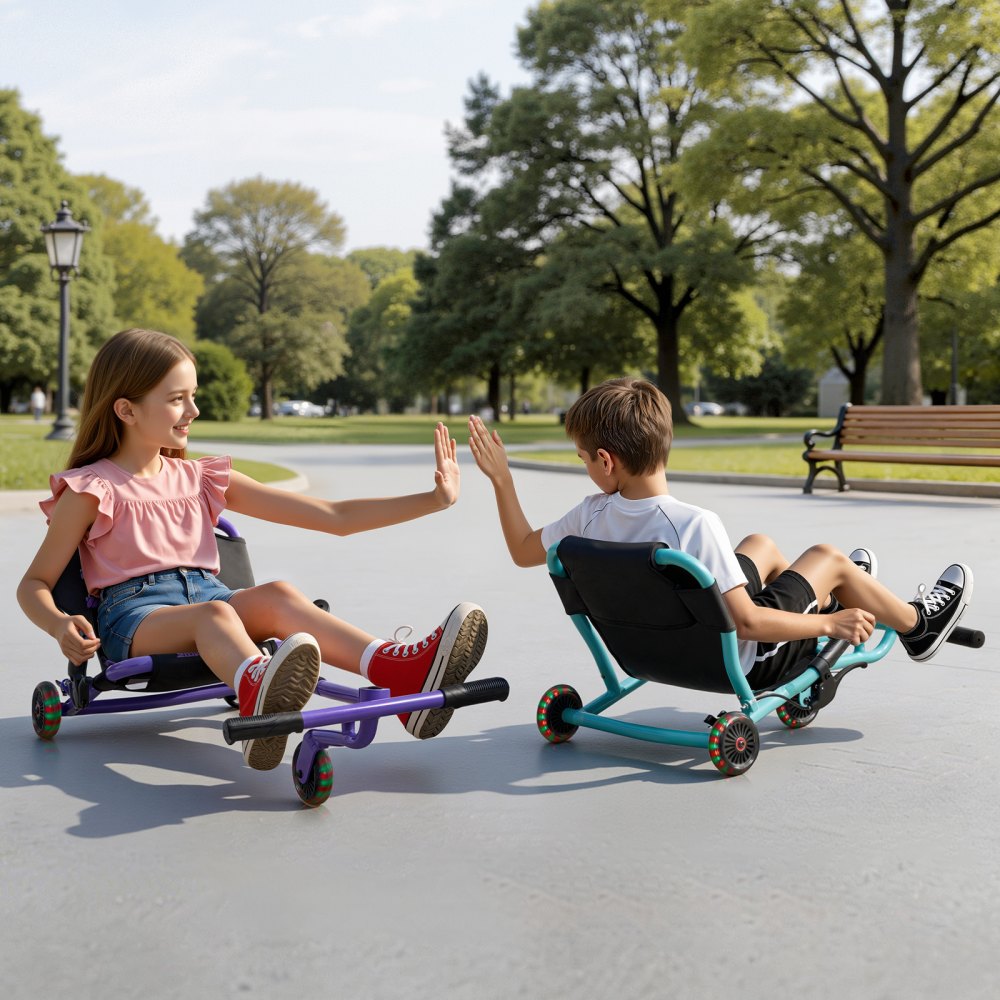 VEVOR Ride on Scooter 150 lbs Swing Side-to-Side for Amazing Riding Green, for Ages 4+, Powered by Zig-Zag Motion, Ride