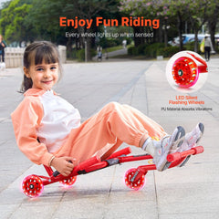 VEVOR Ride on Scooter 132 lbs Swing Side-to-Side for Amazing Riding Red, for Ages 4+, Powered by Zig-Zag Motion, Ride