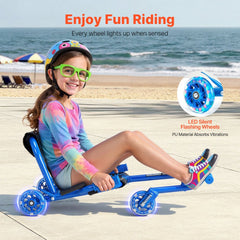 VEVOR Ride on Scooter 132 lbs Swing Side-to-Side for Amazing Riding Blue, for Ages 4+, Powered by Zig-Zag Motion, Ride