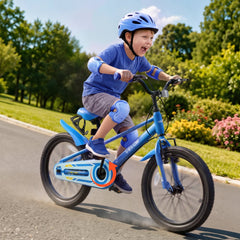 VEVOR Kids Bike, 18 in Children Bicycle, with Kickstand BMX Style Blue, for Boys Girls Ages 5-8, Adjustable Seat &