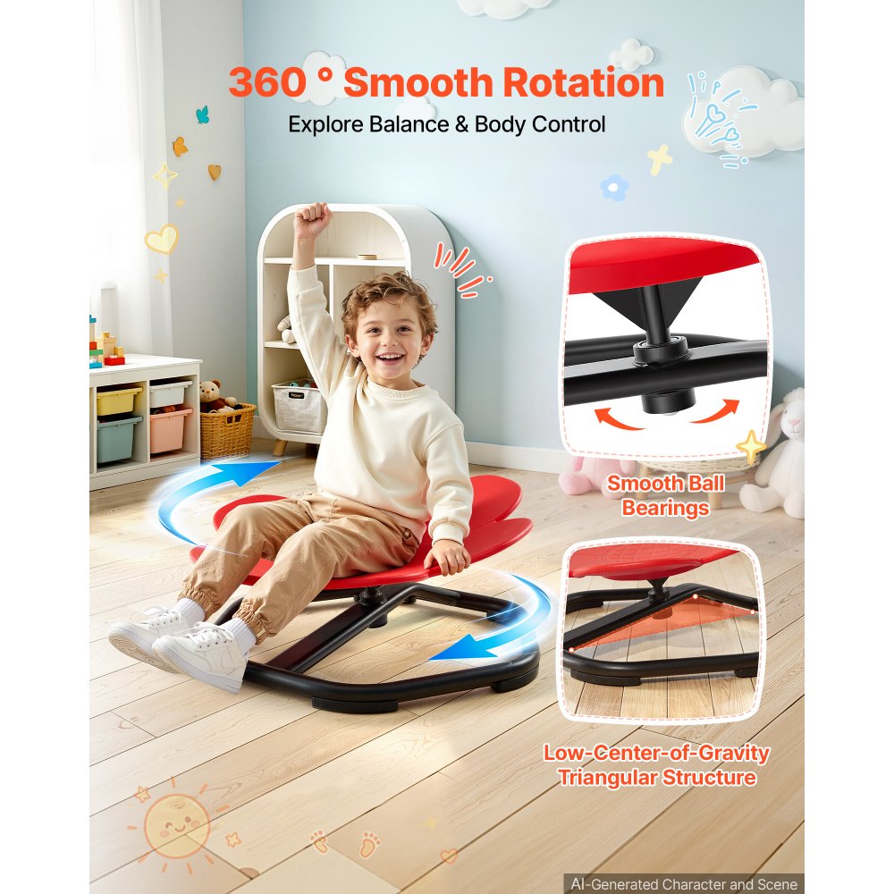 VEVOR Spinning Chair for Autistic Kids Ages 3-12 Autism Sensory Toy 220 LBS, Sensory Swivel Seat Products for Children