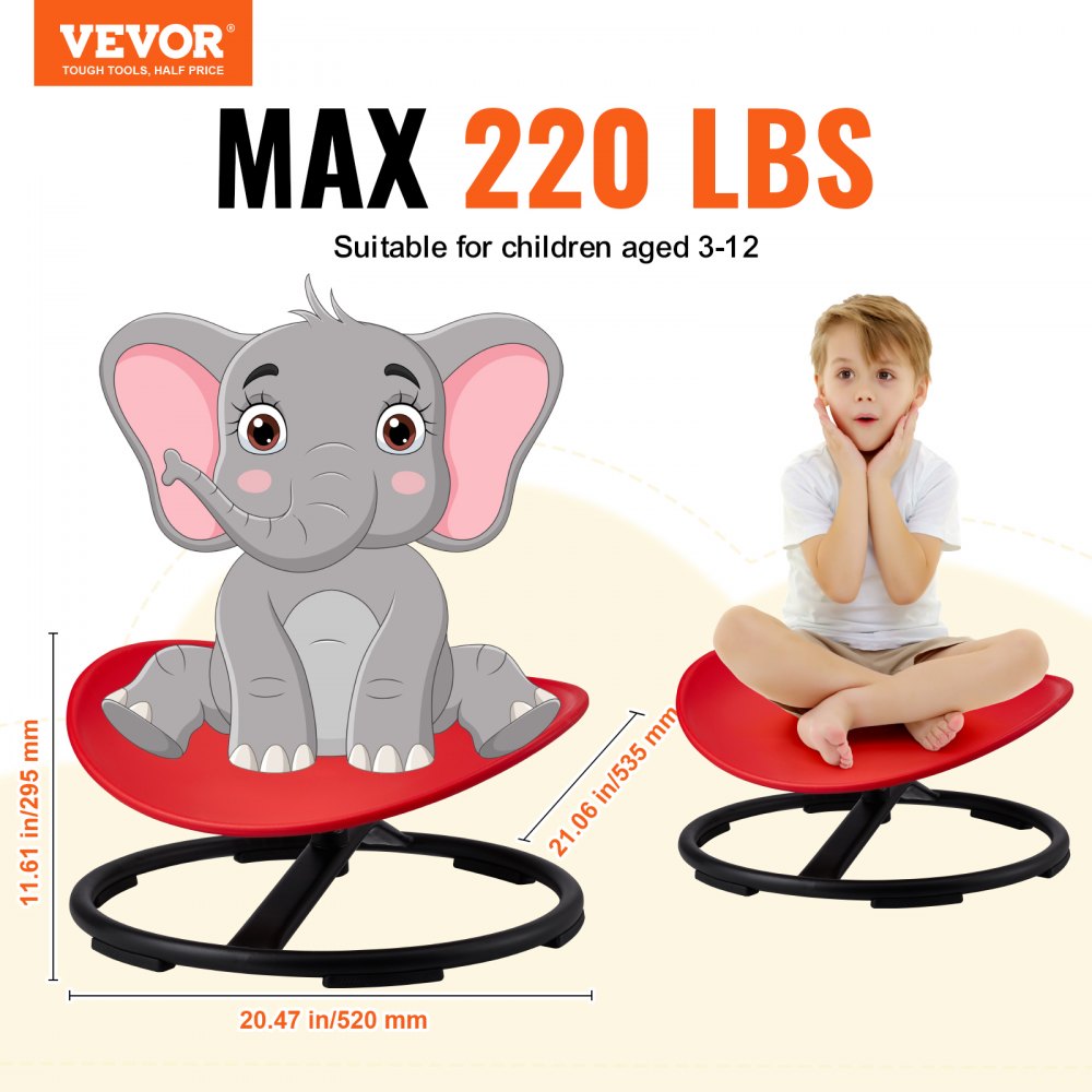 VEVOR Kids Swivel Chair, 220 LBS Capacity, Sensory Spinning Chair, Autistic Kids Sensory Toy Chair with Non-Slip Metal