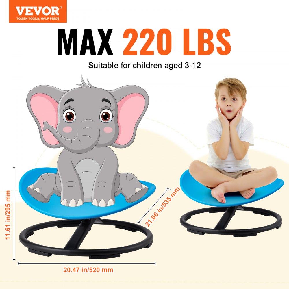 VEVOR Kids Swivel Chair, 220 LBS Capacity, Sensory Spinning Chair, Autistic Kids Sensory Toy Chair with Non-Slip Metal