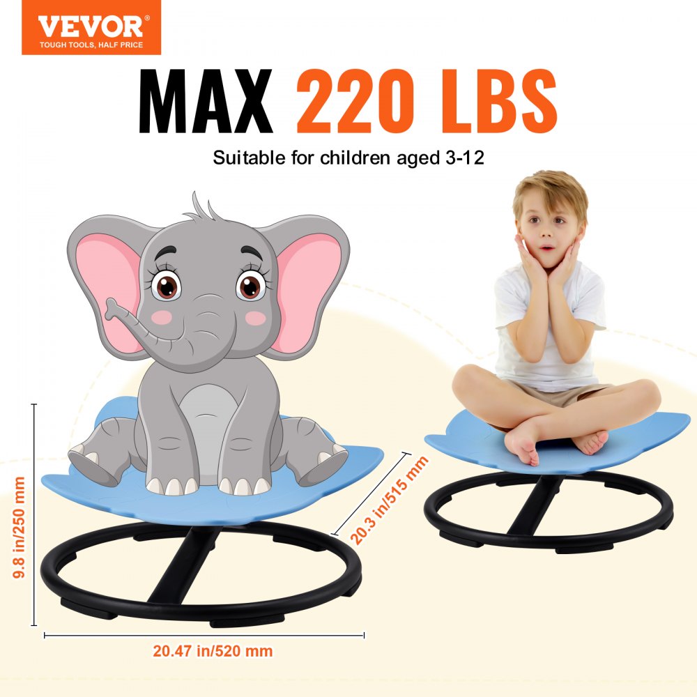 VEVOR Elephant Kids Swivel Chair, 220 LBS Capacity, 360° Spinning Chair, Autistic Kids Sensory Toy Chair with Non-Slip