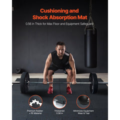VEVOR 0.56 Inch Thick Gym Floor Mats, 12 Tiles Rubber Top with EVA Foam, 25" x 25" Gym Flooring Workout Mats with 48