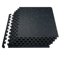 VEVOR 0.56 Inch Thick Gym Floor Mats, 12 Tiles Rubber Top with EVA Foam, 25" x 25" Gym Flooring Workout Mats with 48