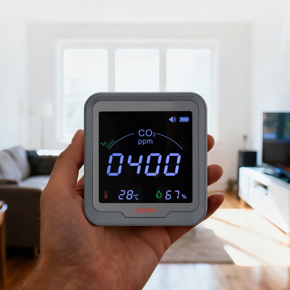 VEVOR Carbon Dioxide Monitor, CO2 Controller with Temperature and Humidity Display, NDIR Sensor, Carbon Dioxide