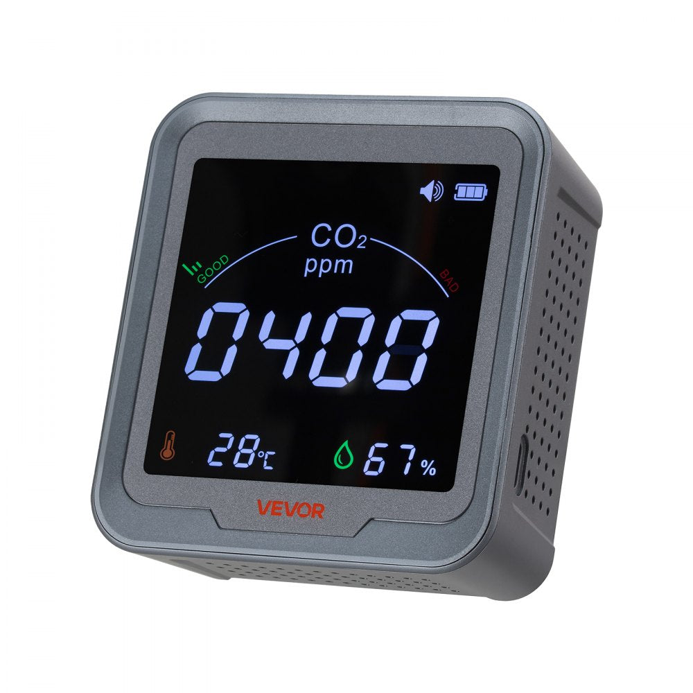 VEVOR Carbon Dioxide Monitor, CO2 Controller with Temperature and Humidity Display, NDIR Sensor, Carbon Dioxide