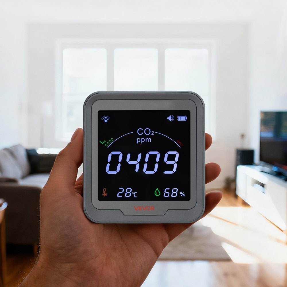 VEVOR Carbon Dioxide Monitor, CO2 Controller with Temperature and Humidity Display, NDIR Sensor Carbon Dioxide