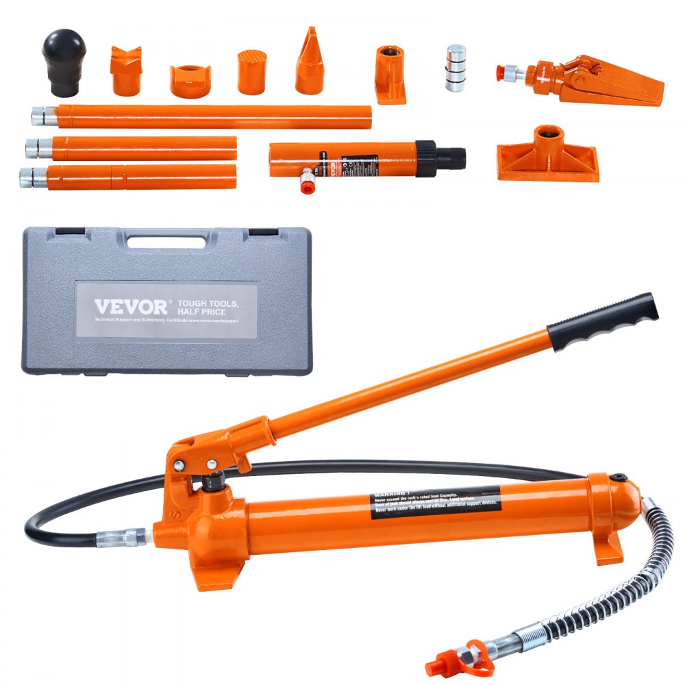 VEVOR 10 Ton Porta Power Kit, Portable Hydraulic Jack with 4.6 ft/1.4 m Oil Hose, Auto Body Frame Repair Kit with