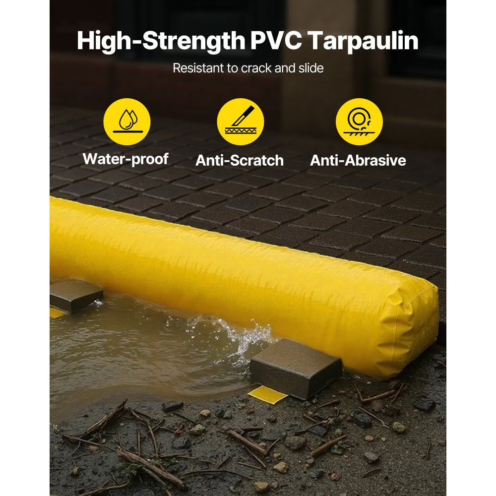 VEVOR Flood Barrier, 12 ft Length x 12 in Height Sandbag Alternative, Water Barrier for Flooding with Great Waterproof