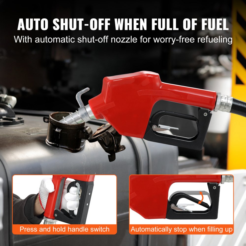 VEVOR Fuel Transfer Pump, 12V DC 16 GPM 1/4 HP, Gasoline Extractor Pump with Automatic Nozzle, Discharge Hose & Suction