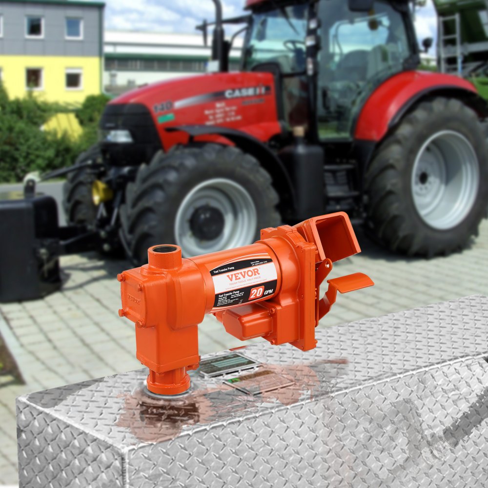 VEVOR Fuel Transfer Pump, 12V DC 20 GPM 1/4 HP, High Flow Cast Iron Gasoline Extractor Pump with Fuel Collection Box