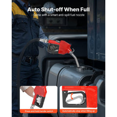 VEVOR Fuel Transfer Pump, 12V DC 10 GPM, Portable Diesel Transfer Pump Kit, with Auto Shut-Off Nozzle, Discharge Hose