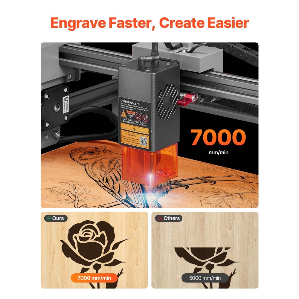 VEVOR Laser Engraver, 10W, Laser Engraving and Cutting Machine with Enclosure, Laser Cutter Engraver Machine, 11.8 x