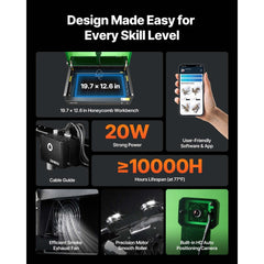 VEVOR Laser Engraver, 20W, Laser Engraving and Cutting Machine with Enclosure Camera, Laser Cutter, 36000 mm/min, 19.7