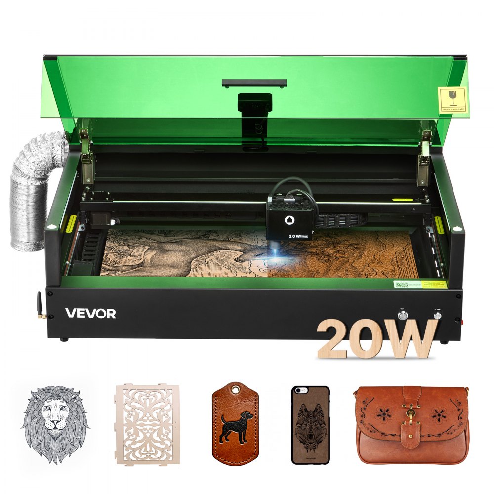VEVOR Laser Engraver, 20W, Laser Engraving and Cutting Machine with Enclosure Camera, Laser Cutter, 36000 mm/min, 19.7
