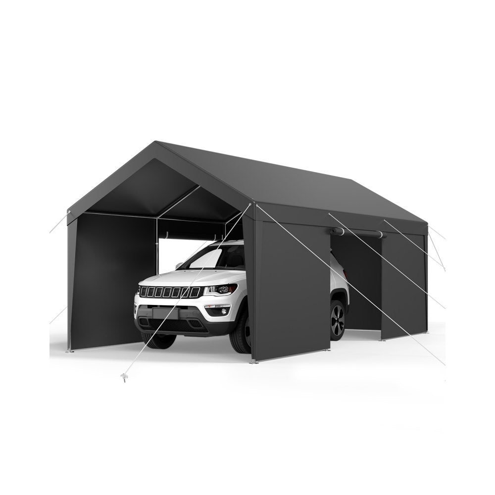 VEVOR Carport, 10 x 20 FT Outdoor Car Canopy, Potable Carport with Removable Sidewalls & Door, Heavy Duty Car Shelter