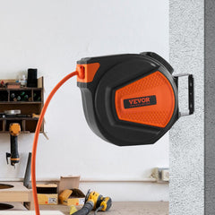 VEVOR Retractable Air Hose Reel, 3/8 IN x 50 FT Hybrid Air Hose Max 300PSI, Air Compressor Hose Reel with 5 In Lead in