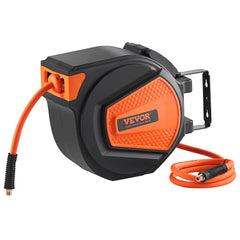 VEVOR Retractable Air Hose Reel, 3/8 IN x 50 FT Hybrid Air Hose Max 300PSI, Air Compressor Hose Reel with 5 In Lead in