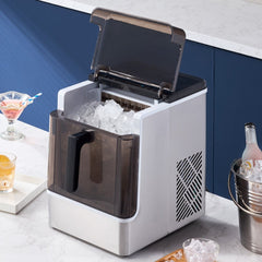VEVOR Countertop Ice Maker, 32 Cubes Ready in 15 Mins, 46lbs in 24Hrs, Self-Cleaning Portable Ice Maker with Convenient