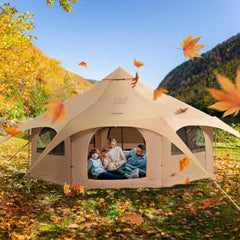 VEVOR Canvas Tent, 4 Seasons 5 m/16.4 ft Bell Tent, Canvas Tent for Camping with Stove Jack, Breathable Yurt Tent for