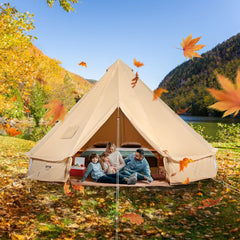 VEVOR Canvas Bell Tent, 4 Seasons 7 m/22.97 ft Yurt Tent, Canvas Tent for Camping with Stove Jack, Breathable Tent