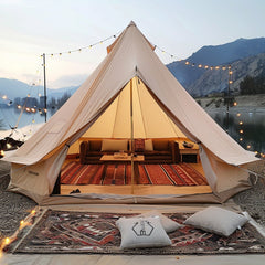 VEVOR Canvas Bell Tent, 4 Seasons 7 m/22.97 ft Yurt Tent, Canvas Tent for Camping with Stove Jack, Breathable Tent