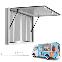 VEVOR Concession Window 60x36 in Aluminum Alloy Frame Service Window, for Food Truck, Up to 85 Degrees Stand Serving