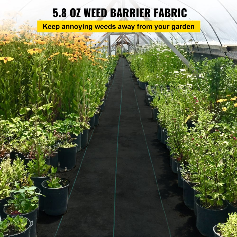 VEVOR Weed Barrier, 5.8oz Landscape Fabric, 3ft x 300ft Cover Mat Heavy Duty Woven Grass Control Geotextile for Garden
