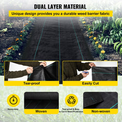 VEVOR Weed Barrier, 5.8oz Landscape Fabric, 3ft x 300ft Cover Mat Heavy Duty Woven Grass Control Geotextile for Garden