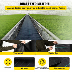 VEVOR Garden Weed Barrier Fabric, 5.8 OZ Heavy Duty Landscape Fabric, 4ft x 100ft Weed Block Control for Garden Ground