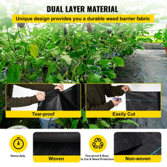 VEVOR Weed Barrier, 5.8oz Landscape Fabric, 4ft x 300ft Cover Mat Heavy Duty Woven Grass Control Geotextile for Garden